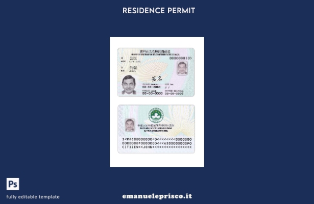 modello di carta permanente residente a Macao in stile verificato